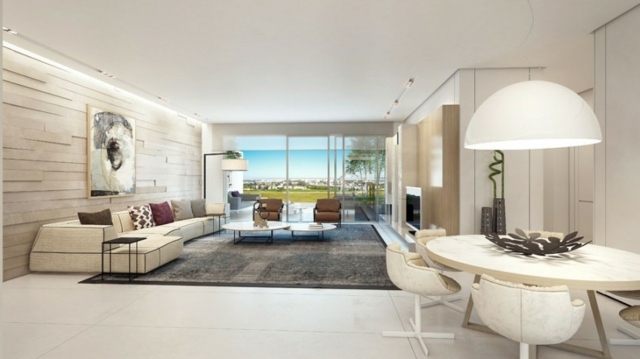 Kobercová lampa s okrúhlym stolom z prírodného kameňa