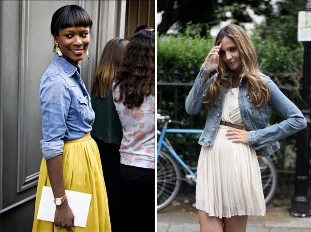 Šaty alebo sukne sa dobre kombinujú s košeľou alebo sakom šaty-sukňa-denim-kombinácia-móda-2014