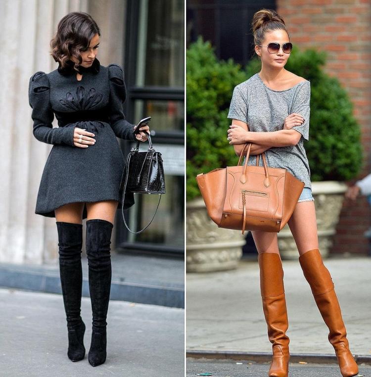 Zimná móda - nadkolienky v hnedej a čiernej farbe Módne trendy 2015 overknee-brown-boots-wear