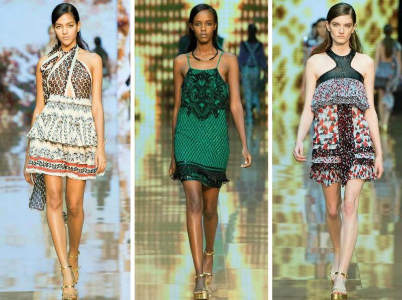 Mini šaty s prepracovanými aplikáciami Módne trendy-jar-leto-2015-minišaty-outfity-len-cavalli