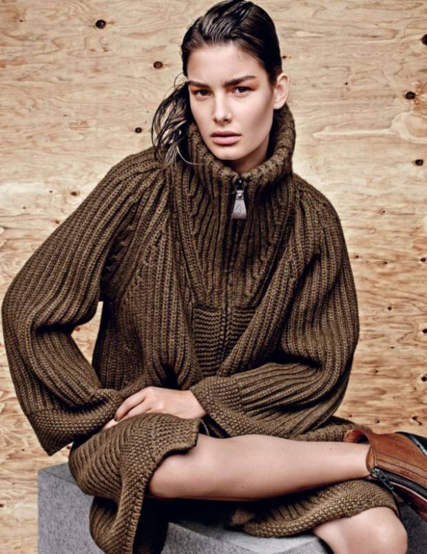 Pletený sveter so zipsom v oversize-Ophelie Guillermand pre Vogue-Rusko Pletený sveter-zip-Ophelie-Guillermand-vogue-rusko-obal-2014