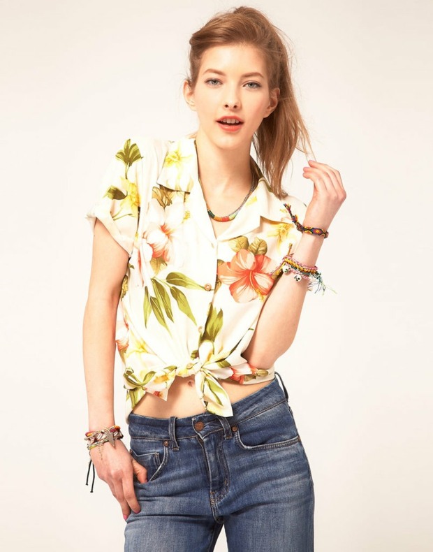 Letné trendy 2014 hravá blúzka romantický kvetinový vzor hravá blúzka romantické rifle s kvetinovým vzorom