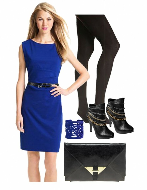 Oblečte si pekné tmavomodré čierne opasky pančuchové nohavice k čiernemu opasku