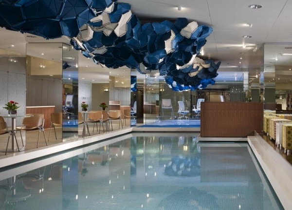 Stropný dizajn moderné mraky biela modrá schéma papradia