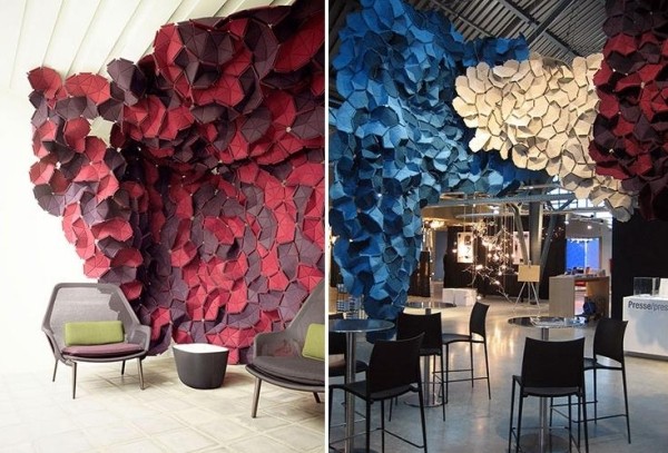 Dizajnový nástenný purpurový modrý nápad, modulárny nástenný systém