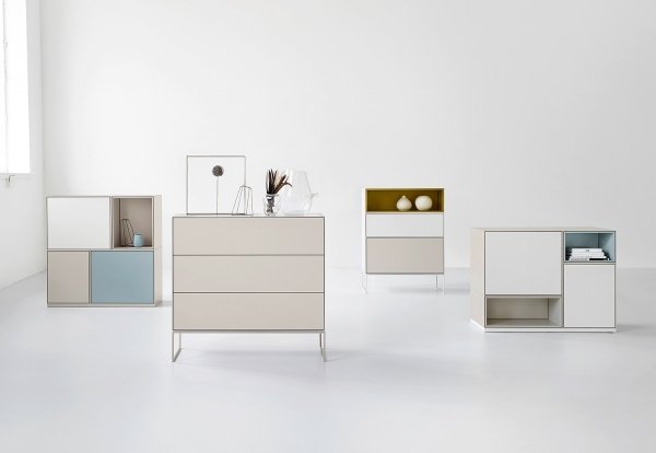 modulárne nábytkové boxy skrinky matné jemné farby