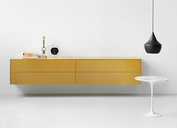 linkový príborník piure modulárne žlté bezúchytkové čelá