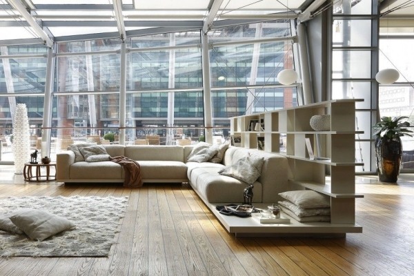 ditre italia rohová sedačka kombinované police bočný stôl krémová farba