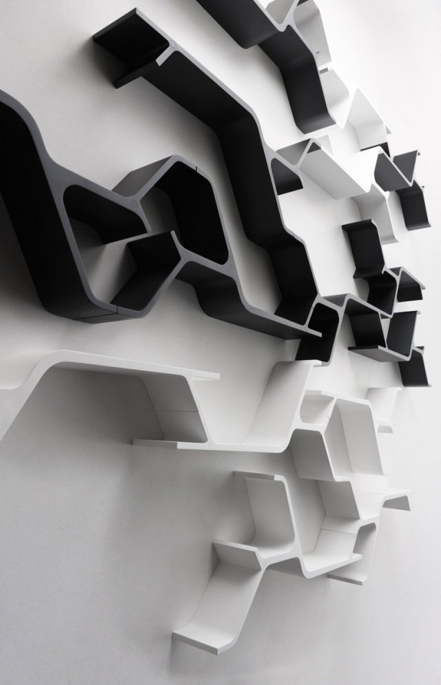 sinapsi modulárna nástenná polica horm biely biely lak sinapsi modulárny dizajn nástenná polica horm biely biely lak