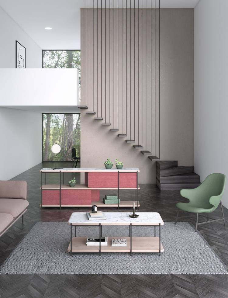 modulárny policový systém delič konferenčného stolíka potiahnutý látkou