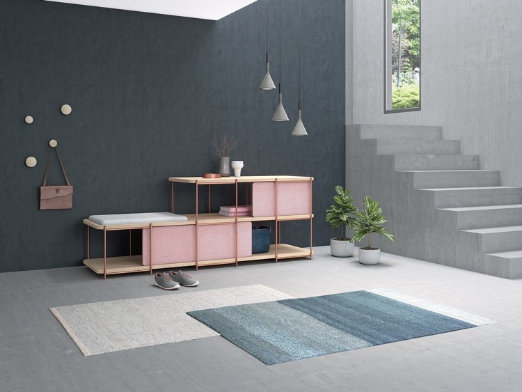 modulárny policový systém ružové kovové drevo