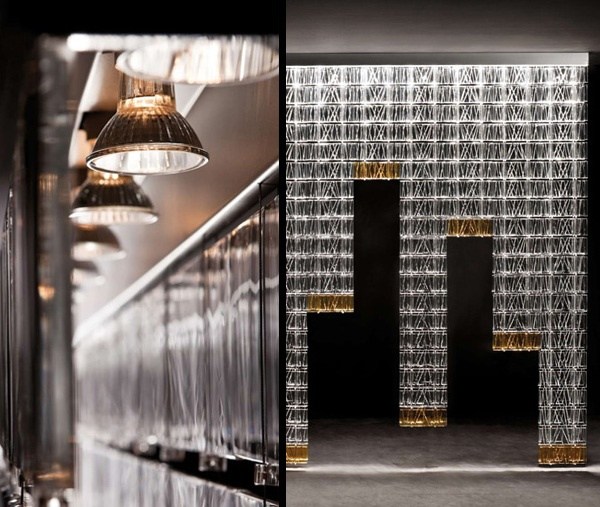 dlaždicový systém krištáľové sklo Fabbian fabbian žlté podsvietené modulárny systém krištáľové sklo fabbian žlté podsvietené