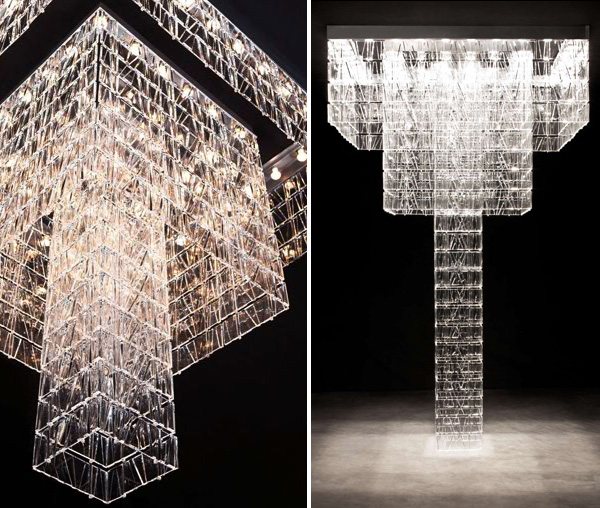 modulárne sklenené stropné svetlá dizajnové prvky jednotlivo modulárny systém stropné svetlo z krištáľového skla fabbian