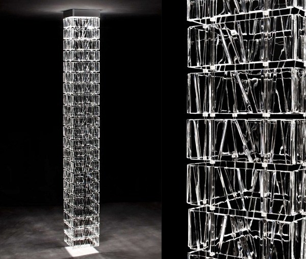 stĺpiky z krištáľového skla tvarové prvky fabbian