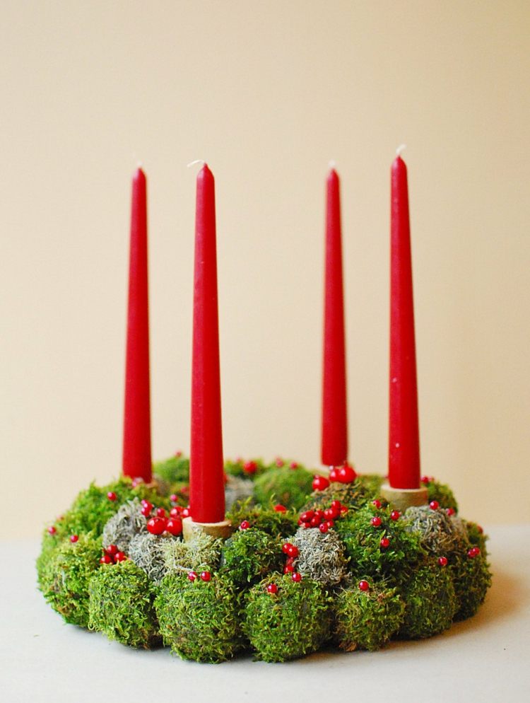 perly mini machové guličky lepiaca sviečka alternatíva adventného venca