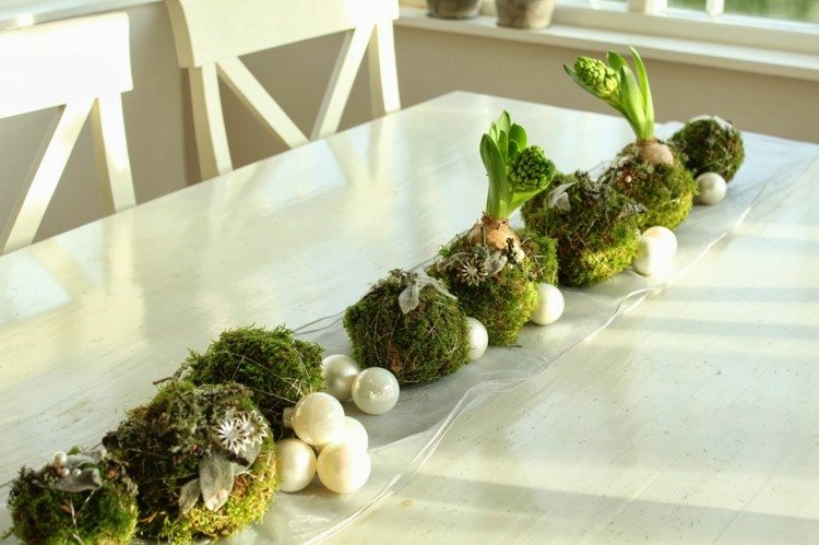 ozdoba machovej gule na vianočný stôl dekorácie urobte si Vianoce sami