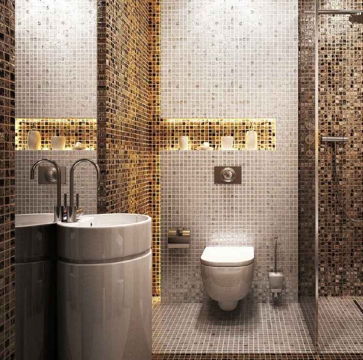 mozaika-obklady-kúpeľňa-umývadlo-nepriame-osvetlenie-sivo-hnedo-biele