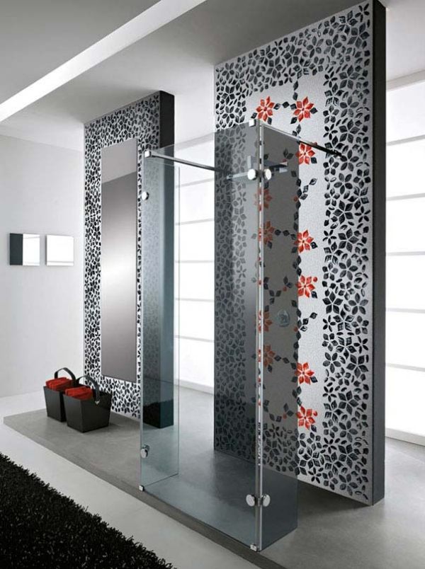 Kúpeľňová mozaika Dramatické akcenty-márne sprchové steny