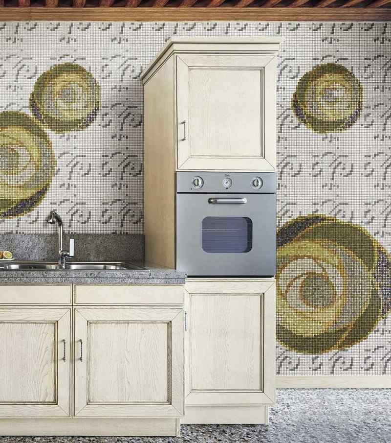 Mozaikové dlaždice-kuchynské motívy-vidiecky štýl-dizajn-nápady