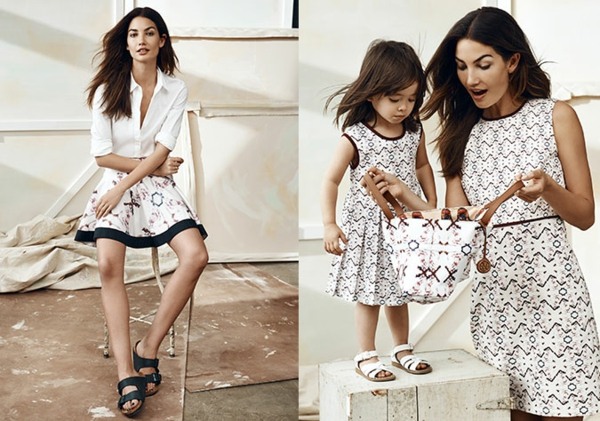 Biele šaty s potlačou geometrických obrazcov čierne-hrany-biele-sandále-taška-vyrobená z rovnakého materiálu