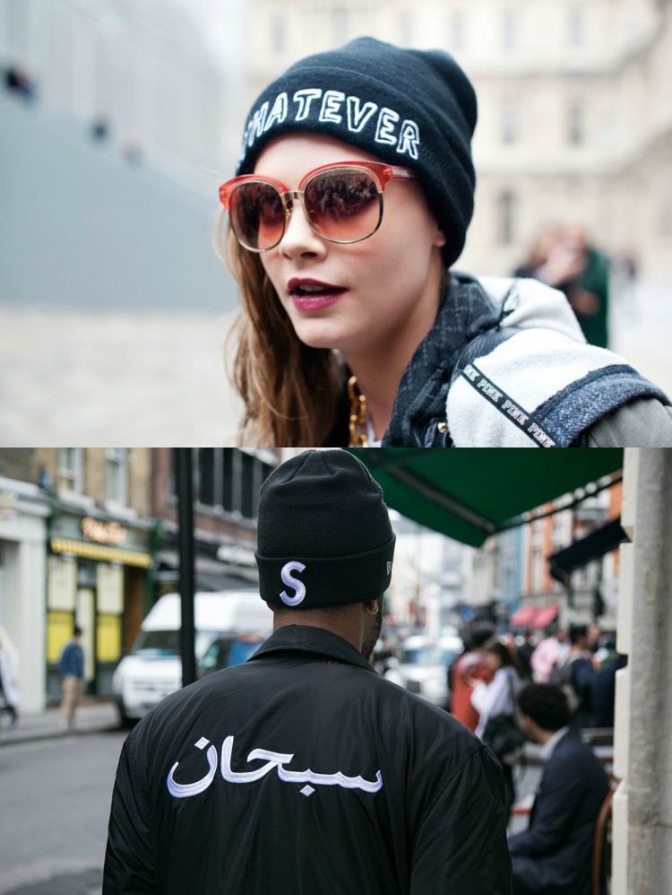 klobúky trend 2017 2018 zima ženy muži slogan