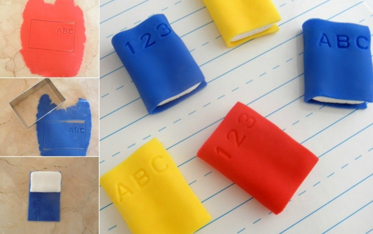 Návod na knihy ako ozdobu na muffiny na zápis do školy - fondán a marshmallow