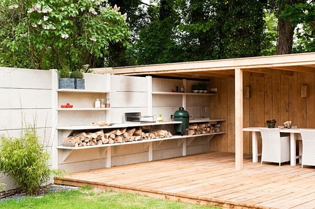 Vonkajšie kuchynské vybavenie-Big Green Egg-BBQ-oneQ plynový gril Betónová vonkajšia kuchyňa Plynová grilovacia rúra Big Green Egg-BBQ-oneQ