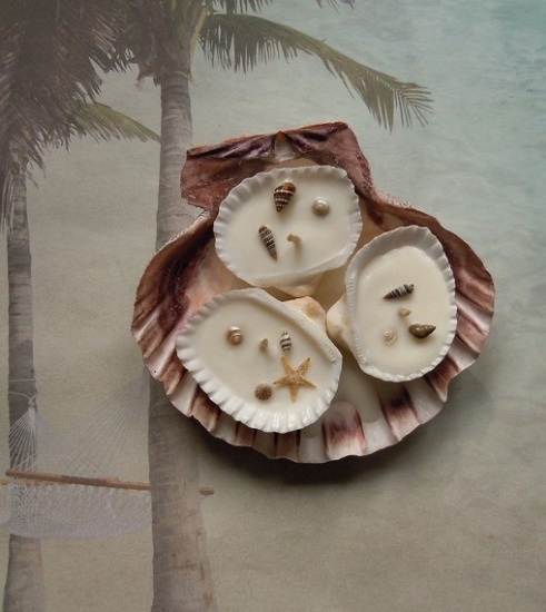 Námorné nápady na dekoráciu nalievanie škrupinových sviečok