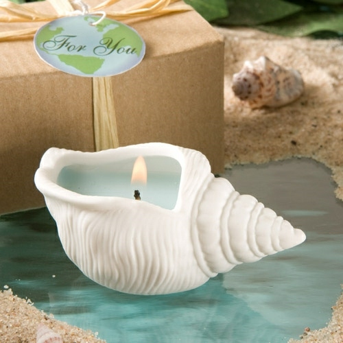 Námorná dekorácia nápad nalievanie škrupinových sviečok