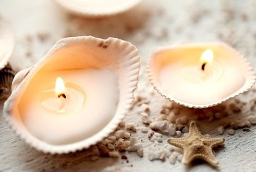 Nápadové sviečky na dekoráciu mušle