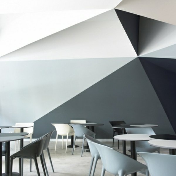 Nápady na 3D nástenné maľby čierna sivá biela farba 3D nápady na nástenné maľby podľa náčrtu