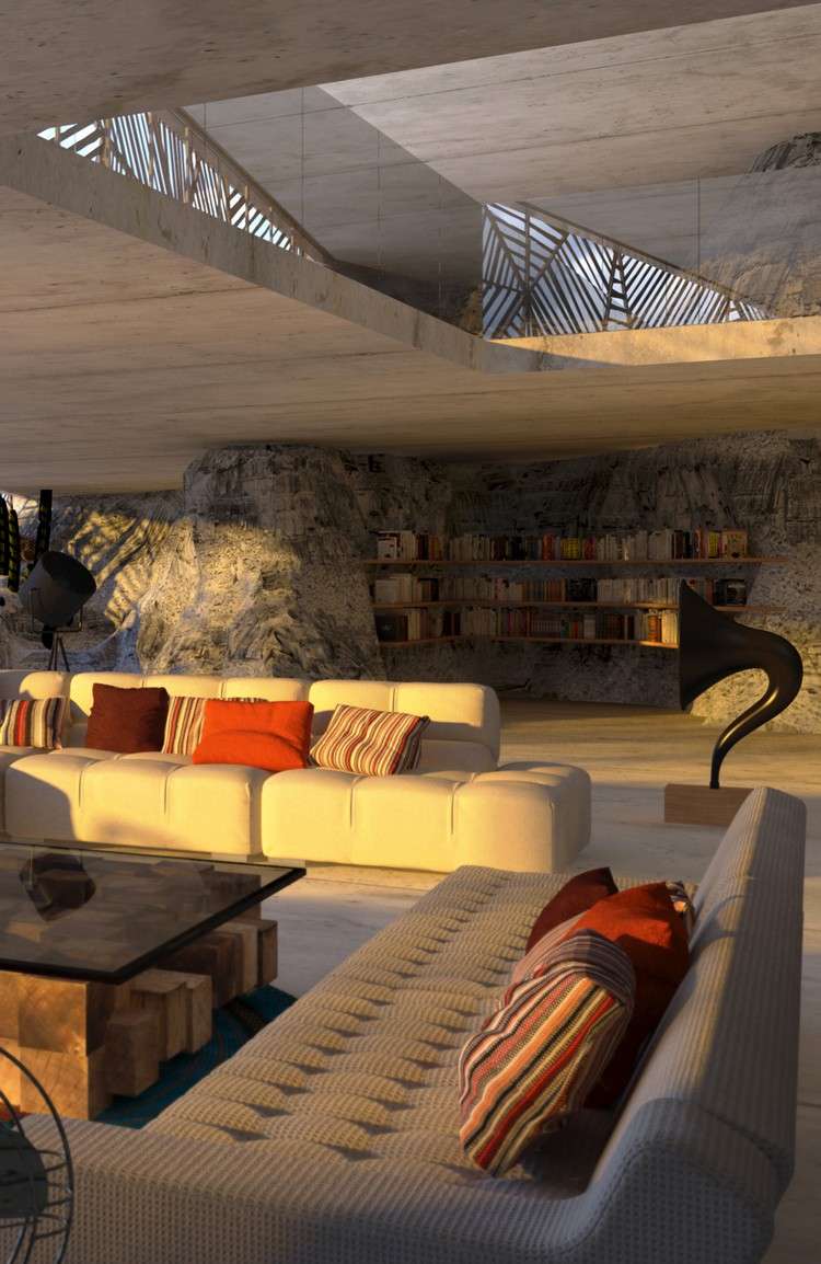 Trvalo udržateľný život skalné steny-strop-berón-obytná oblasť