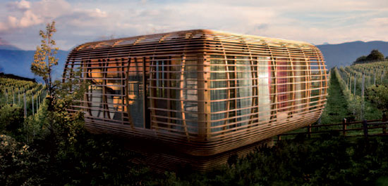 Návrh ekologického domu Studio Aisslinger - vonku Udržateľný dizajn domu od Studio Aisslinger - vonku