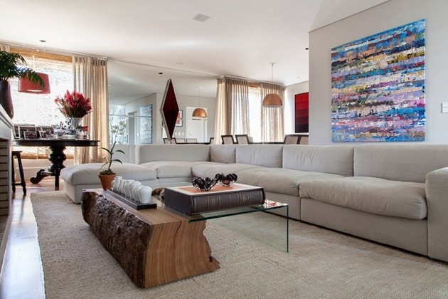 Udržateľný nábytok z prírodného dreva sklenený konferenčný stolík Tora Brasil z masívu