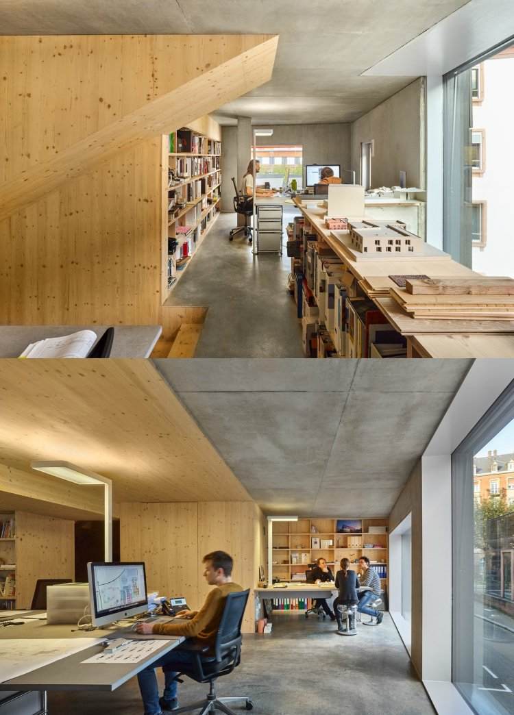 udržateľná budova malý priestor architektúra kancelária pracovisko betón drevo