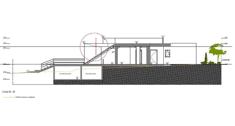 Obrys plánu architektúry domu s plochou strechou