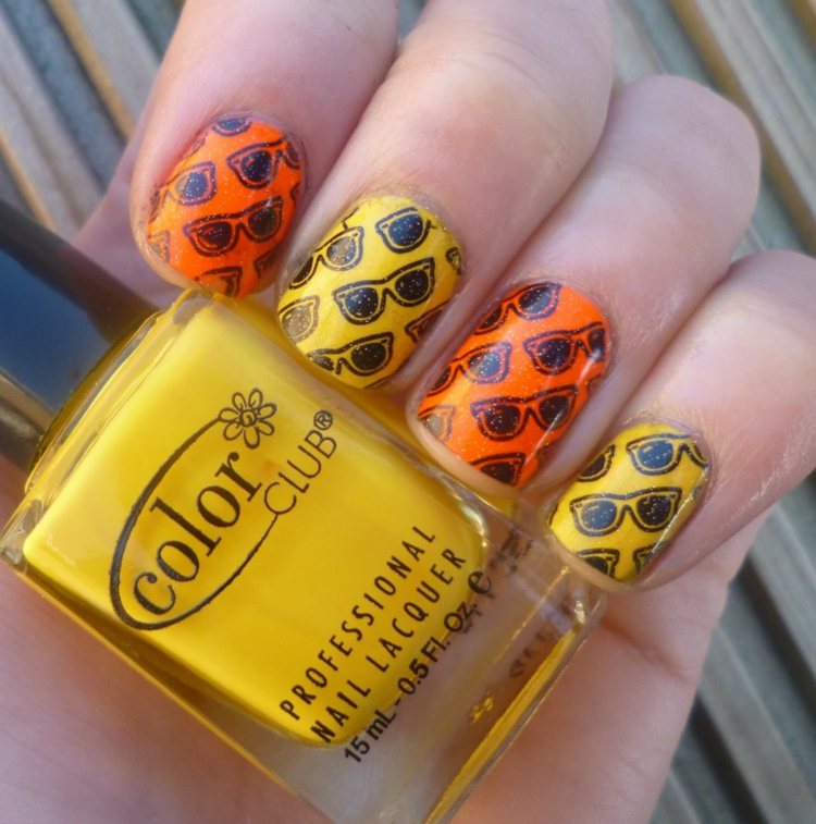 Nechtový dizajn s nálepkou - slnečné okuliare Nápady na dizajn nechtov Motívy slnečných okuliarov Samolepiace obrázky