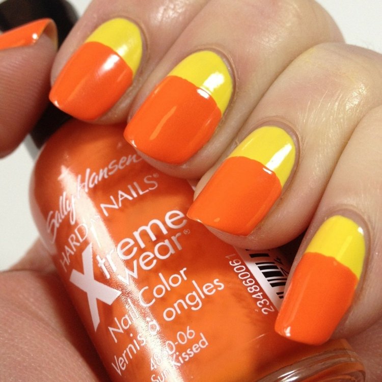 nail-design-žlto-oranžová-originál-farebný-dizajn-ženy