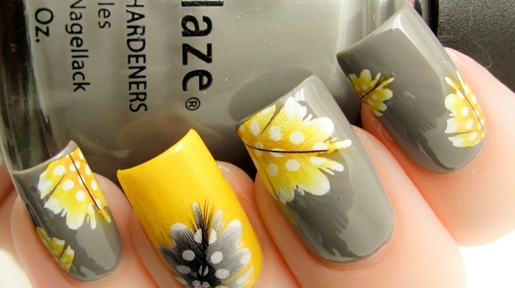nechtový dizajn v žltom modernom-sivom-kvete-nápad-elegantnom-štýle
