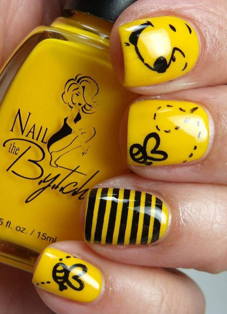 nechtový design-žltý-medvedík-pú-včelí prúžok-medová téma