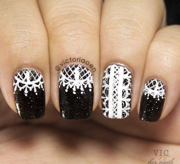 lak na nechty-čierno-biely-tip-trblietavý lak