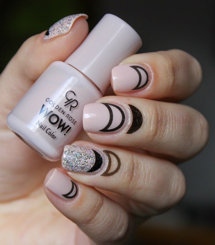 trend 2016 nechtový dizajn polmesiac nápad tetovanie farba na kožu lak