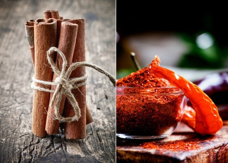 Výťažky zo škorice a kajenského korenia na podporu krvného obehu