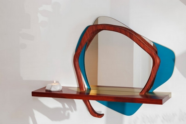 Nástenné zrkadlo ázijské ikebana umenie dizajn moderné rustikálne pobočky Nástenné zrkadlo bytové doplnky dizajn ázijský ikebana art design moderné rustikálne vetvy