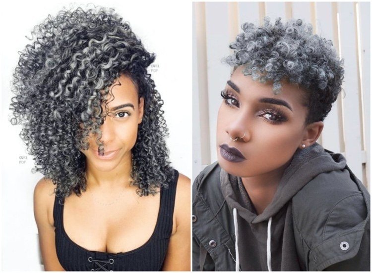 sivé odlesky na čiernych prírodných kučerách 4