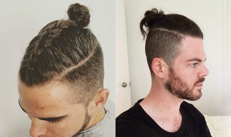 Oholený pri krku, dlhý a moderný účes v hornej časti nový-účes-trendy-ma% cc% 88nner-polovičný drdol-zapletaný účes-oholený-podrezaný