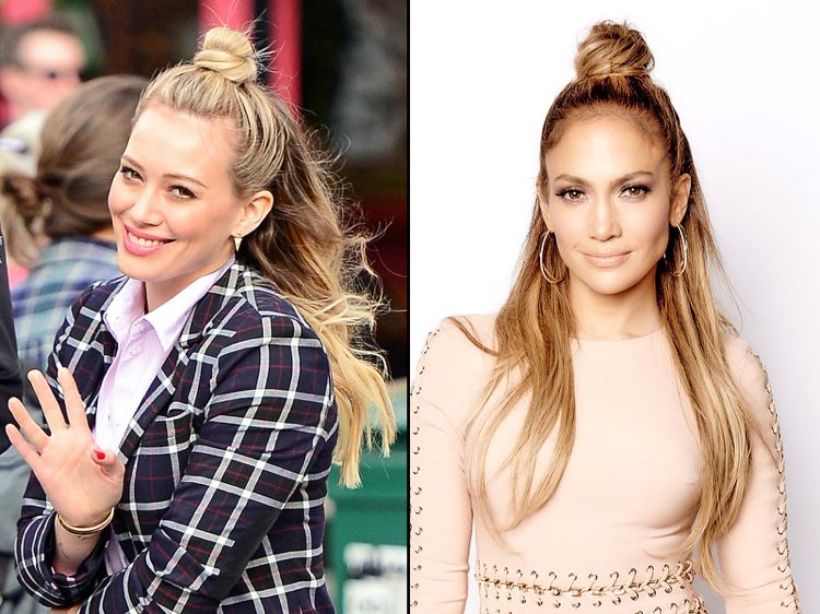 Jennifer Lopez a Hilary Duff s vlasmi zopnutými do polovičného drdola nové-trendy-trendov-ženy-polovičné drdoly-hviezdy-jennifer-lopez-hilary-duff