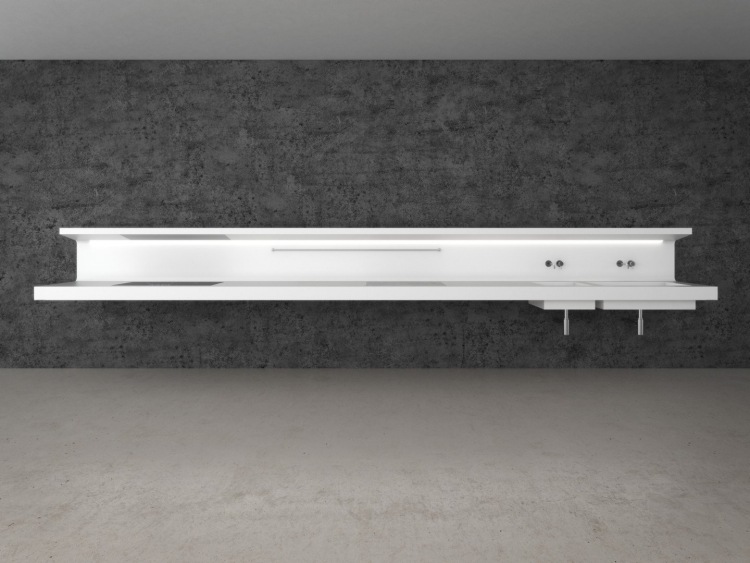 Moderná kuchyňa -korian-minimalistická-nástenná