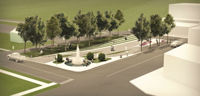 Pohľad na zariadenie mestského parku nad moderným dizajnom