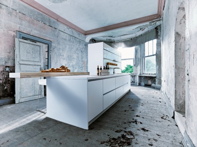 next125 kuchyne moderný dizajn ostrovný biely matný NX800